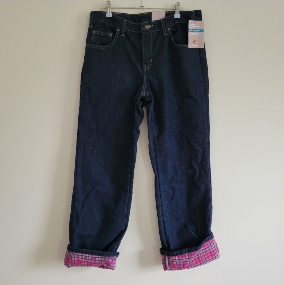 Dickies‎ Classic Pink Plaid Flannel Lining Relaxed Fit Denim Jean 10R NWT